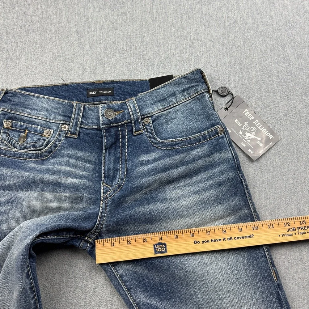 True Religion Jeans Mens 29X33 Blue Ricky Flap Big T Denim Relaxed Straight NWT